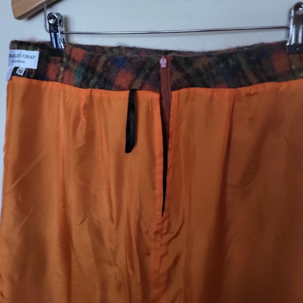 CHARLES  GRAY  LONDON VINTAGE MOHAIR PLAID SKIRT - Picture 3 of 5